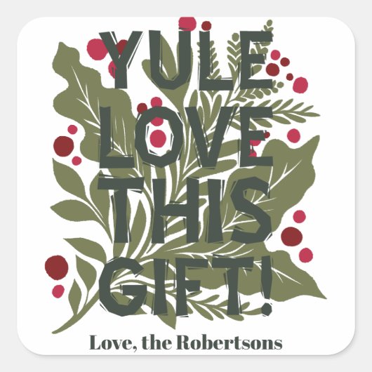 グラフィックモダンはっきりしたタイポグラフィレシピ休日 スクエアシール (正面)