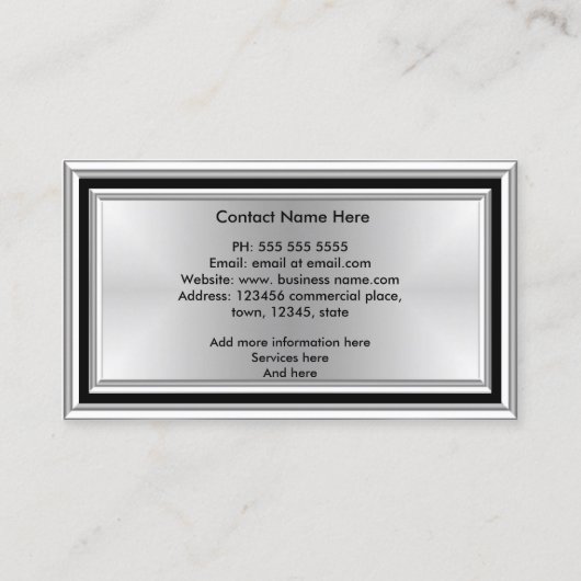 グラフィックモダンアートデザイナーシルバーブラックデコ 名刺 (裏面)