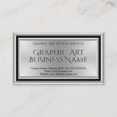 グラフィックモダンアートデザイナーシルバーブラックデコ 名刺 (正面)