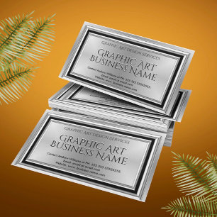 グラフィックモダンアートデザイナーシルバーブラックデコ 名刺