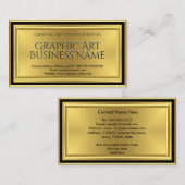 グラフィックモダンアートデザイナー金ゴールドブラックデコ 名刺 (正面/裏面)