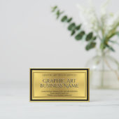 グラフィックモダンアートデザイナー金ゴールドブラックデコ 名刺 (スタンド正面)