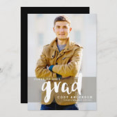 グラフィックモダングラッドブラシ文字 | 卒業 招待状 (正面/裏面)