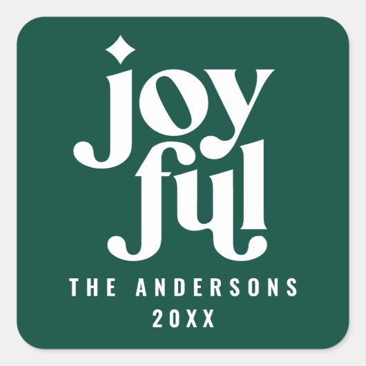 グラフィックモダングリーンタイポグラフィのクリスマス スクエアシール (正面)
