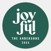 グラフィックモダングリーンタイポグラフィのクリスマス ラウンドシール (正面)