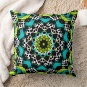 グラフィックモダングリーンブルー白黒パターン クッション (ブランケット)