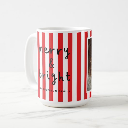 グラフィックモダンスミニマルクリスマの赤い白い写真 コーヒーマグカップ (正面左)