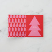 グラフィックモダンスミニマルクリスマスツリー赤いピンク シーズンカード (内部)