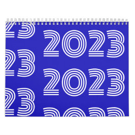 グラフィックモダンタイポグラフィブルーホワイト カレンダー