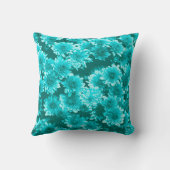 グラフィックモダンダリアパターン、ティール(緑がかった色)、アクア クッション (裏面)