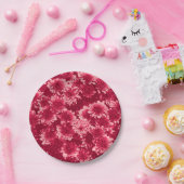 グラフィックモダンダリアパターン、バーガンディとピンク ペーパープレート (パーティー)