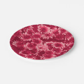 グラフィックモダンダリアパターン、バーガンディとピンク ペーパープレート (アングル)