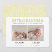 グラフィックモダンツイン誕生の発表の紹介 案内状 (正面/裏面)