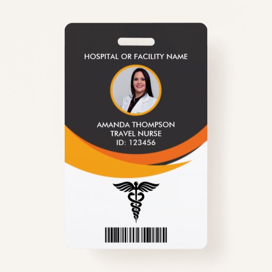 グラフィックモダンデザインナース写真ID バッジ (正面)