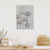 グラフィックモダンフラワーチェルヴィルグレーのポスタープリント ポスター (キッチン)