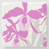 グラフィックモダンフラワーパープルラン ストーンコースター (正面)