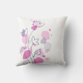 グラフィックモダンフラワーペタル白ネイビーピンク枕 クッション (裏面)