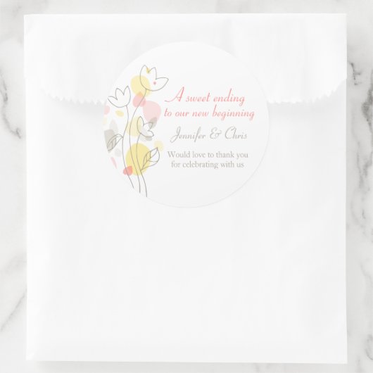 グラフィックモダンフラワーペタル結婚のキャンディステッカー ラウンドシール (バッグ)