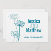 グラフィックモダンフラワー牛パセリ結婚式の招待 招待状 (正面/裏面)