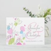 グラフィックモダンフラワー花びらの結婚式の招待 招待状 (スタンド正面)