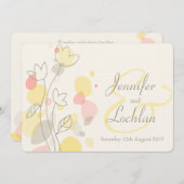 グラフィックモダンフラワー花びらの結婚式の招待 招待状 (正面/裏面)