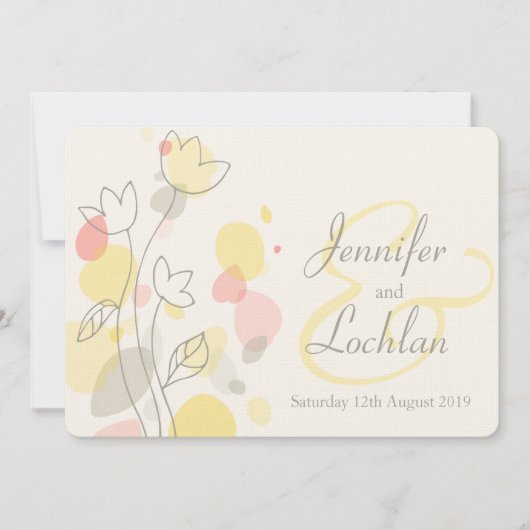 グラフィックモダンフラワー花びらの結婚式の招待 招待状 (正面)