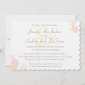 グラフィックモダンフラワー花びらの結婚式の招待 招待状 (裏面)