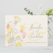 グラフィックモダンフラワー花びらの結婚式 招待状 (スタンド正面)