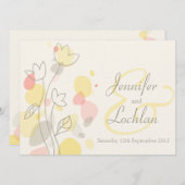 グラフィックモダンフラワー花びらの結婚式 招待状 (正面/裏面)