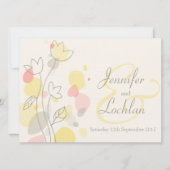 グラフィックモダンフラワー花びらの結婚式 招待状 (正面)