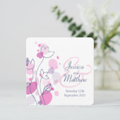 グラフィックモダンフラワー花びらスクエア結婚式の招待 招待状 (スタンド正面)