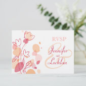 グラフィックモダンフラワー花びらフォーマルウェディングRSVP 出欠カード (スタンド正面)