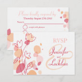 グラフィックモダンフラワー花びらフォーマルウェディングRSVP 出欠カード (正面/裏面)