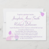 グラフィックモダンフラワー花びら紫の結婚式の招待 招待状 (裏面)