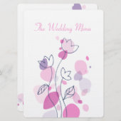 グラフィックモダンフラワー花びら結婚のディナーメニュー メニュー (正面/裏面)