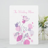 グラフィックモダンフラワー花びら結婚のディナーメニュー メニュー (スタンド正面)