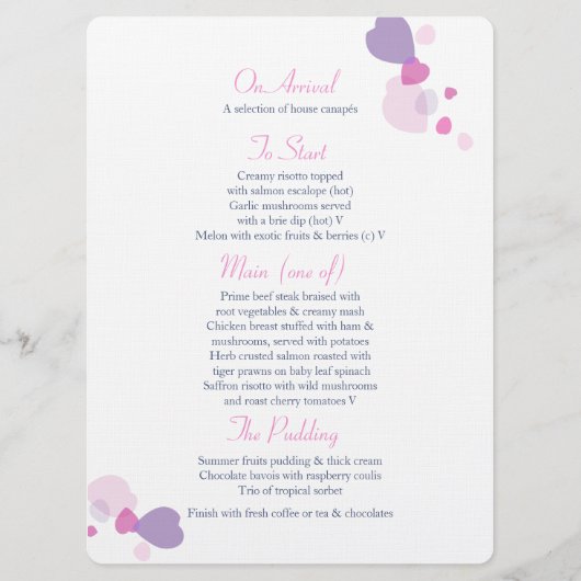 グラフィックモダンフラワー花びら結婚のディナーメニュー メニュー (裏面)