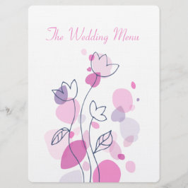 グラフィックモダンフラワー花びら結婚のディナーメニュー メニュー