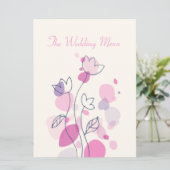 グラフィックモダンフラワー花びら結婚のディナーメニュー メニュー (スタンド正面)