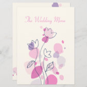 グラフィックモダンフラワー花びら結婚のディナーメニュー メニュー (正面/裏面)