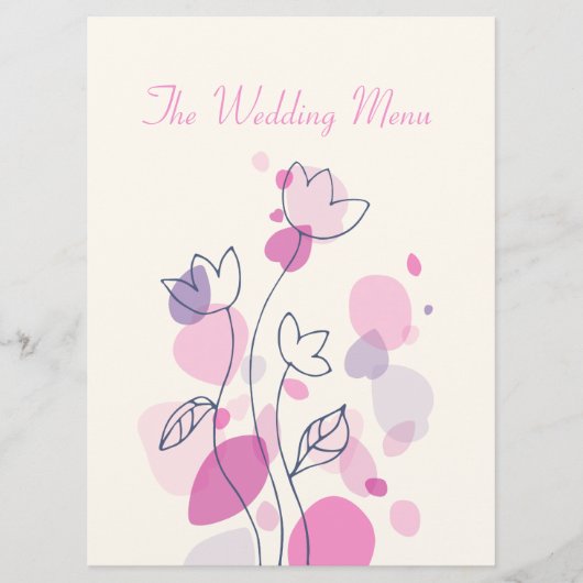 グラフィックモダンフラワー花びら結婚のディナーメニュー メニュー (正面)