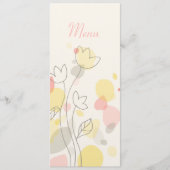 グラフィックモダンフラワー花びら結婚のディナーメニュー メニュー (正面)