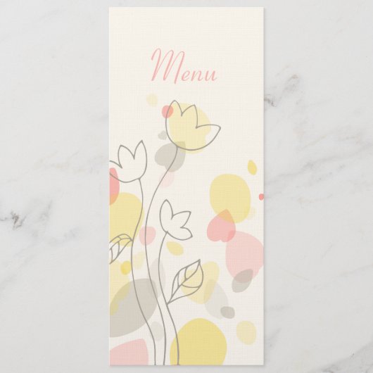 グラフィックモダンフラワー花びら結婚のディナーメニュー メニュー (正面)