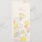 グラフィックモダンフラワー花びら結婚のディナーメニュー メニュー (正面/裏面)