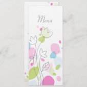 グラフィックモダンフラワー花びら結婚のディナーメニュー メニュー (正面/裏面)
