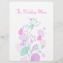 グラフィックモダンフラワー花びら結婚のディナーメニュー メニュー