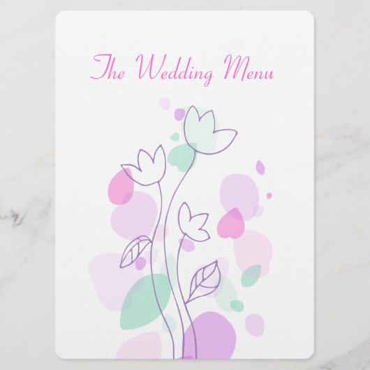 グラフィックモダンフラワー花びら結婚のディナーメニュー メニュー (正面)