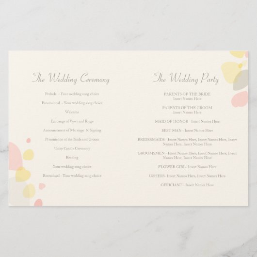 グラフィックモダンフラワー花びら結婚式 プログラム (裏面)