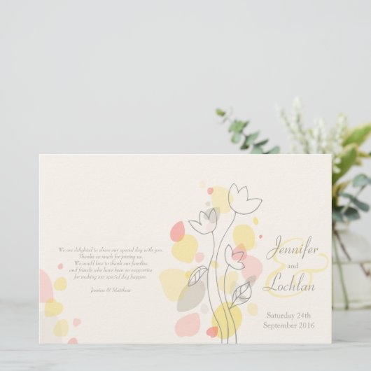 グラフィックモダンフラワー花びら結婚式 プログラム (スタンド正面)