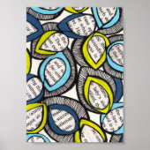 グラフィックモダンリーフ混合メディアイラストレーションプリント ポスター (正面)